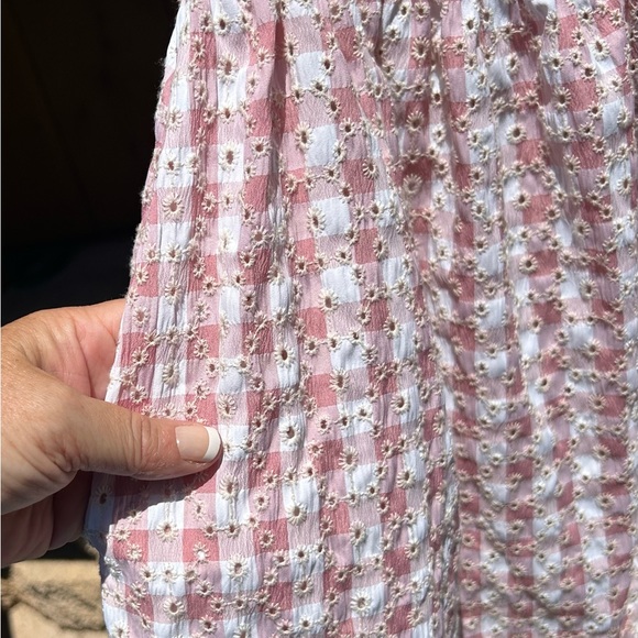 Sz-1X-Smak Parlour-pink & white gingham eyelet Woodstock flare dress w/pockets! - Picture 4 of 10